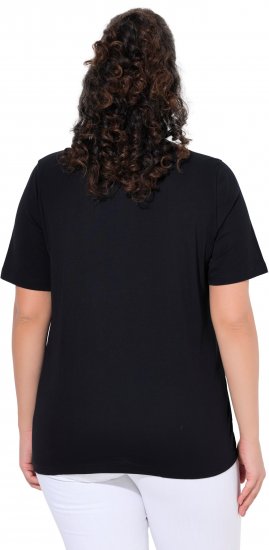 Ulla Popken Flamingo Short Sleeve Graphic Tee Black - Bedrukte T-shirts voor dames - 