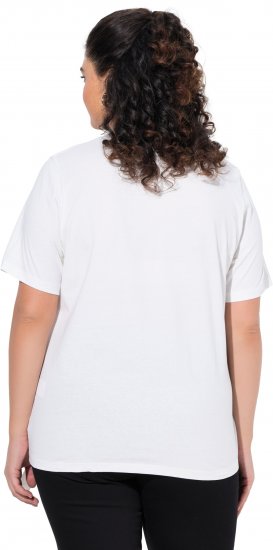 Ulla Popken Flamingo Short Sleeve Graphic Tee Off-White - Bedrukte T-shirts voor dames - 
