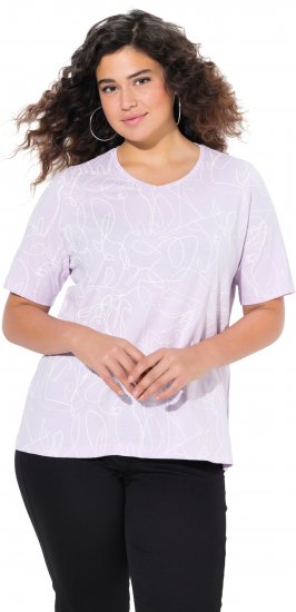 Ulla Popken Abstract Animal Print Short Sleeve Tee Lavender - Bedrukte T-shirts voor dames - 