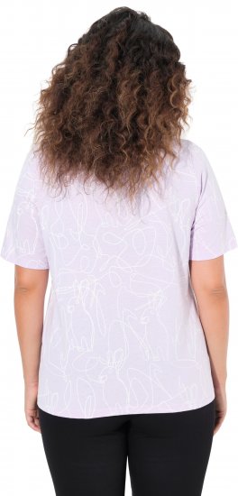 Ulla Popken Abstract Animal Print Short Sleeve Tee Lavender - Bedrukte T-shirts voor dames - 