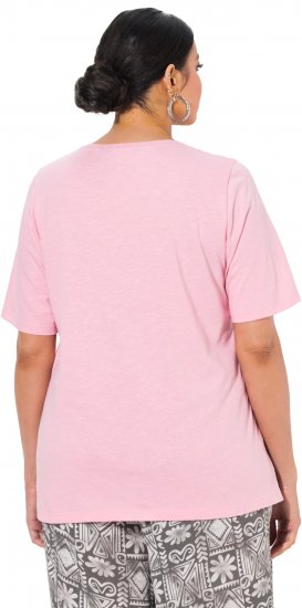 Ulla Popken Cactus Short Sleeve Graphic Tee Pink - Bedrukte T-shirts voor dames - 