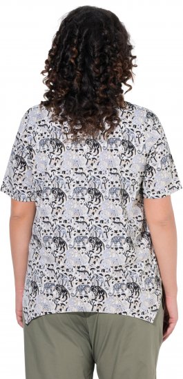 Ulla Popken Half-sleeve A-line V-neck Pointed Hem Animal Pattern T-shirt Moss - Bedrukte T-shirts voor dames - 