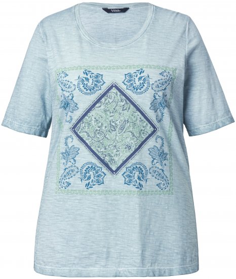 Ulla Popken Paisley Short Sleeve Graphic Tee Light Moss Green - Bedrukte T-shirts voor dames - 