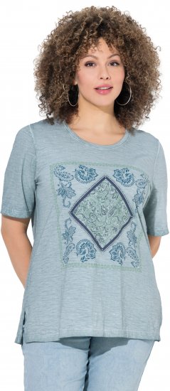 Ulla Popken Paisley Short Sleeve Graphic Tee Light Moss Green - Bedrukte T-shirts voor dames - 