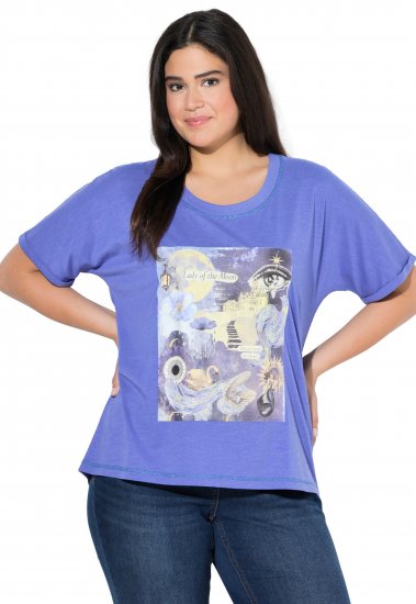 Ulla Popken Lady Of The Moon Short Sleeve Graphic Tee Lavender - Bedrukte T-shirts voor dames - 