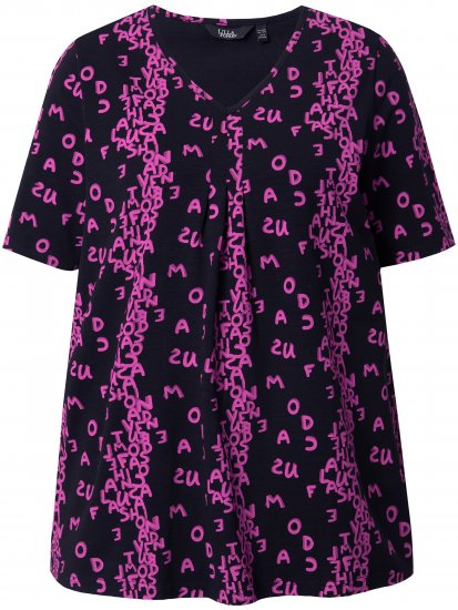 Ulla Popken Letter Print Short Sleeve Tee Magnolia Red - Bedrukte T-shirts voor dames - 