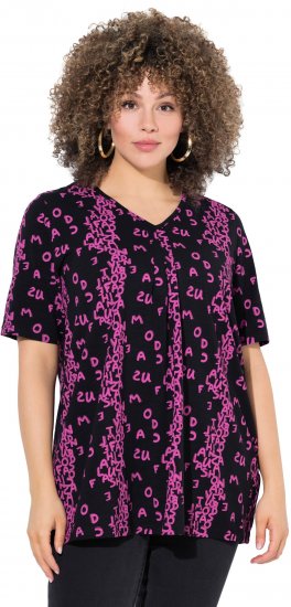 Ulla Popken Letter Print Short Sleeve Tee Magnolia Red - Bedrukte T-shirts voor dames - 