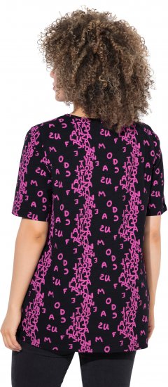 Ulla Popken Letter Print Short Sleeve Tee Magnolia Red - Bedrukte T-shirts voor dames - 