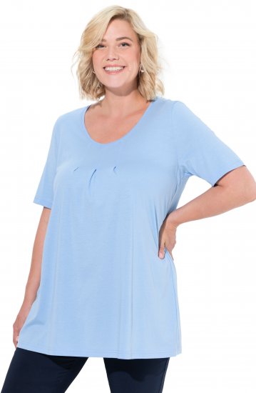 Ulla Popken Essential Front Pleat Tee Light Blue - T-shirts - 