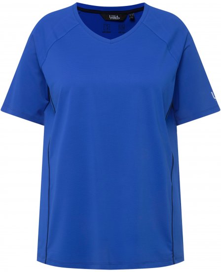 Ulla Popken Piping Accent Functional UVP 50+ Stretch Knit Top Royal Blue - T-shirts - 