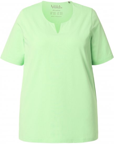 Ulla Popken Essential Notch Neck Stretch Tee Light Green - T-shirts - 