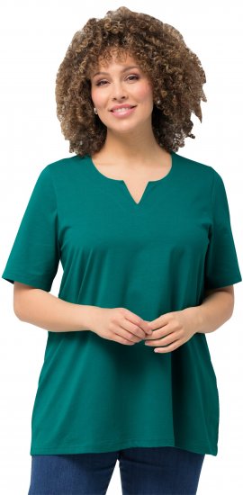Ulla Popken Essential Notch Neck Stretch Tee Dark Emerald - Ulla Popken - 