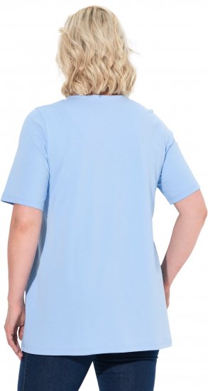 Ulla Popken Essential Notch Neck Stretch Tee Light Blue - Ulla Popken - 