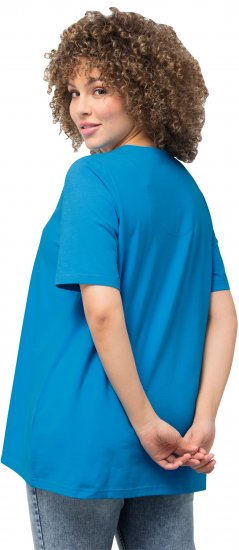 Ulla Popken Essential Notch Neck Stretch Tee Sapphire Blue - T-shirts - 