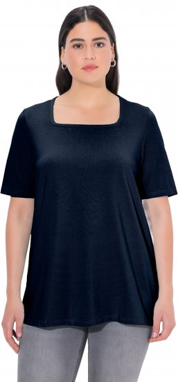 Ulla Popken Essential Square Neck Stretch Tee Navy Blue - T-shirts - 