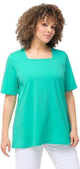Ulla Popken Essential Square Neck Stretch Tee Turquoise Green - T-shirts - 