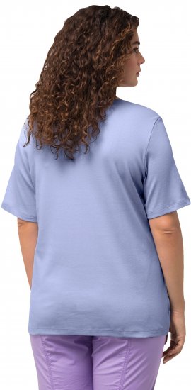Ulla Popken Double Layer Rounded V-Neck Slim Fit Tee Pale Blue - T-shirts - 