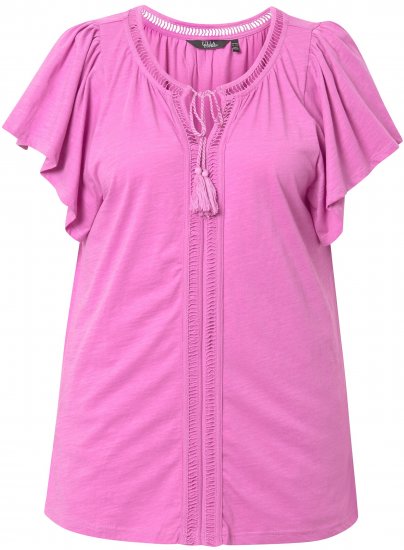 Ulla Popken Wing Sleeve V-Neck Tee Cool Pink - T-shirts - 