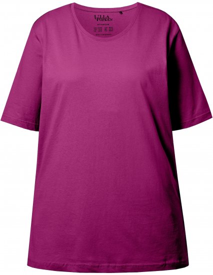Ulla Popken Basic Round Neck Short Sleeve Relaxed Fit T-Shirt Berry Purple - T-shirts - 