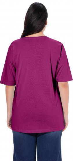 Ulla Popken Basic Round Neck Short Sleeve Relaxed Fit T-Shirt Berry Purple - T-shirts - 