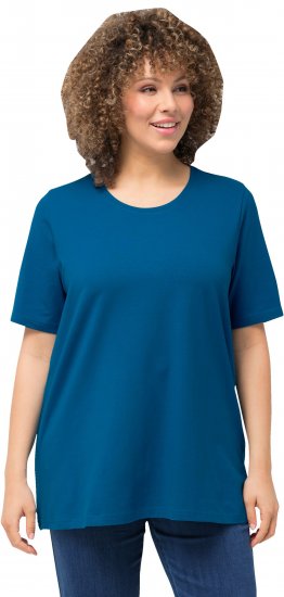Ulla Popken Essential Round Neck Stretch Tee Medium Blue - T-shirts - 