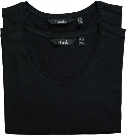 Ulla Popken Scoop Neck Short Sleeve Tee Black - T-shirts - 