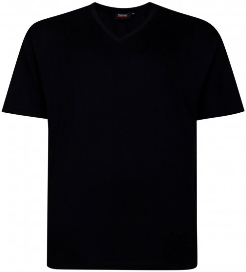 Espionage T016 Plain V-Neck T-Shirt Black - T-shirts - Grote Maten T-shirts Heren