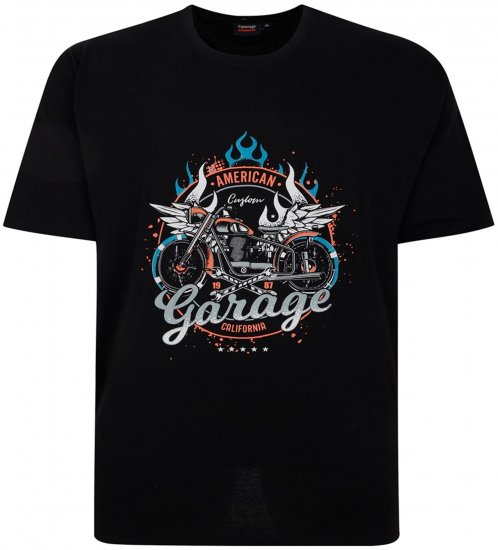 Espionage T426 Garage Printed T-Shirt Black - T-shirts met opdruk - T-shirts met opdruk grote maten