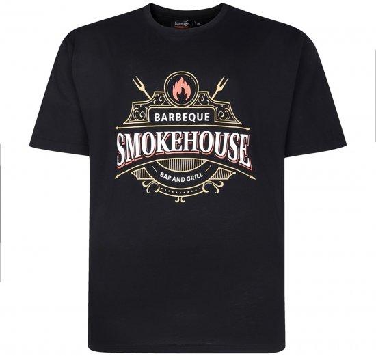 Espionage T437 Smokehouse Printed T-Shirt Black - T-shirts met opdruk - T-shirts met opdruk grote maten
