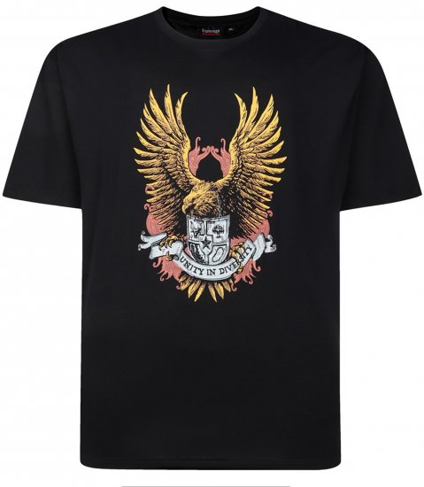 Espionage T442 Eagle Printed T-Shirt Black - T-shirts - Grote Maten T-shirts Heren