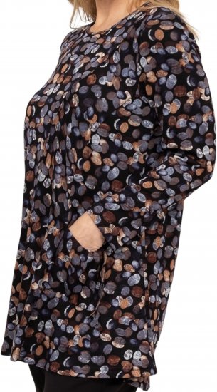 Scandinavian Caramel Flower Petals Tunic Copper and Blue - Bedrukte T-shirts voor dames - 