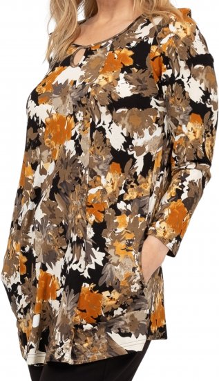 Scandinavian Caramel Flower Petals Tunic Orange and Brown - Bedrukte T-shirts voor dames - 