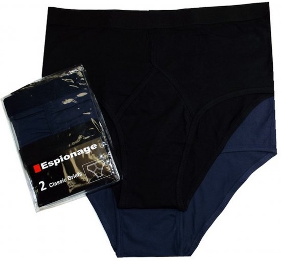 Espionage U003 2-Pack Y-Front Briefs Black/Navy - Slips - Herenslips in Grote Maten 