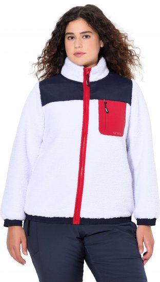 Ulla Popken Color Block Teddy Fleece Jacket Snow White - Sweaters & hoodies - 