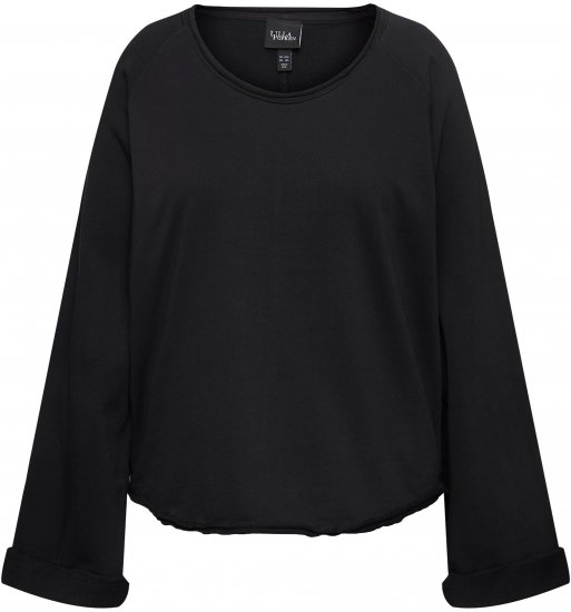Ulla Popken Rolled Edge Long Sleeve Sweatshirt Black - Sweaters & hoodies - 