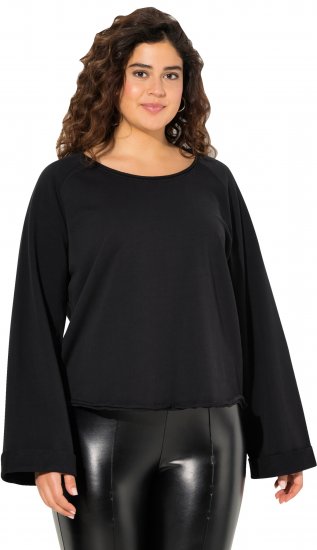 Ulla Popken Rolled Edge Long Sleeve Sweatshirt Black - Sweaters & hoodies - 