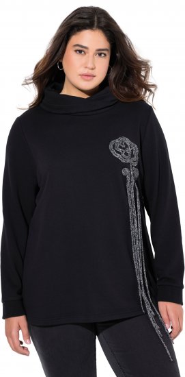 Ulla Popken Ribbon Detail Turtleneck Sweatshirt Black - Sweaters & hoodies - 