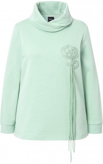Ulla Popken Ribbon Detail Turtleneck Sweatshirt Mint Green - Sweaters & hoodies - 