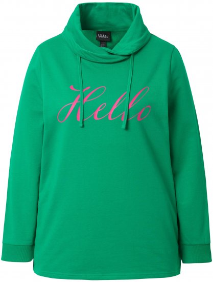 Ulla Popken HELLO Classic Fit Stand-Up Collar Sweatshirt Emerald Green - Sweaters & hoodies - 