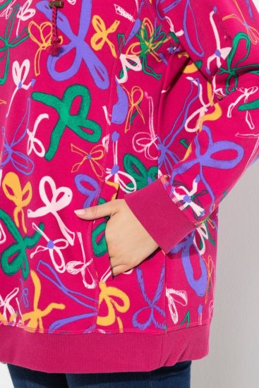 Ulla Popken Ribbon Print Turtleneck Sweatshirt Cherry Red - Sweaters & hoodies - Warme Sweatshirts, Hoodies & Truien