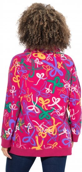 Ulla Popken Ribbon Print Turtleneck Sweatshirt Cherry Red - Sweaters & hoodies - 