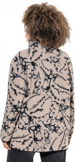 Ulla Popken Marble Print Teddy Fleece Jacket Dark Putty - Sweaters & hoodies - 