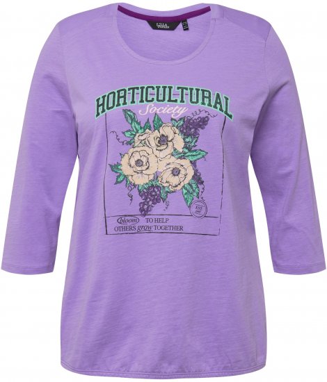Ulla Popken Horticultural Graphic Floral Tee Pale Lilac - Bedrukte T-shirts voor dames - 