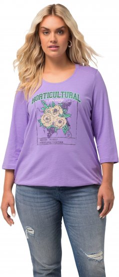 Ulla Popken Horticultural Graphic Floral Tee Pale Lilac - Bedrukte T-shirts voor dames - 