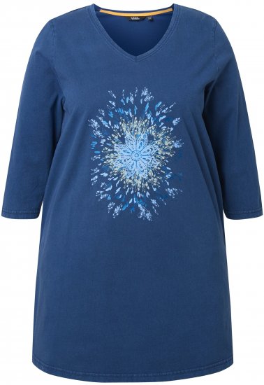 Ulla Popken Dandelion Short Sleeve Graphic Tee Ink Blue - Bedrukte T-shirts voor dames - 