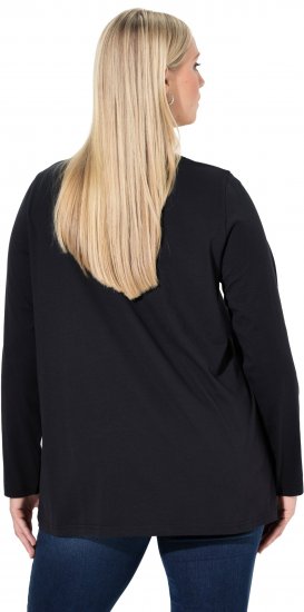 Ulla Popken Sequined Puppy Long Sleeve Graphic Tee Black - Bedrukte T-shirts voor dames - 