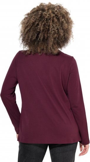Ulla Popken Holiday Long Sleeve Graphic Tee Plum - Bedrukte T-shirts voor dames - 