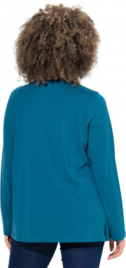 Ulla Popken Holiday Long Sleeve Graphic Tee Teal - Bedrukte T-shirts voor dames - 