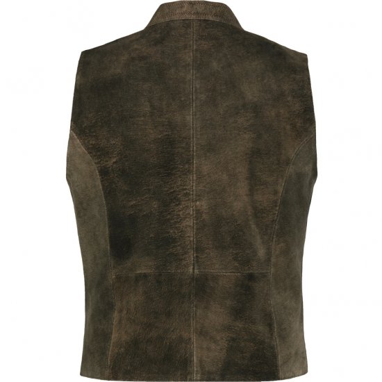 jP1880 Finest Goat Suede Traditional Vest Dark Brown - Trachten & Oktoberfest - Oktoberfest kleding in grote maten (Trachten)