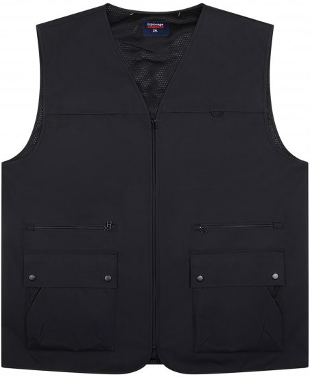 Espionage JT126 Multi Pocket Utility Gilet Black - Bodywarmers - Bodywarmers in grote maten